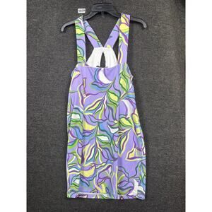 Boston Proper Purple and Green Midi Dress